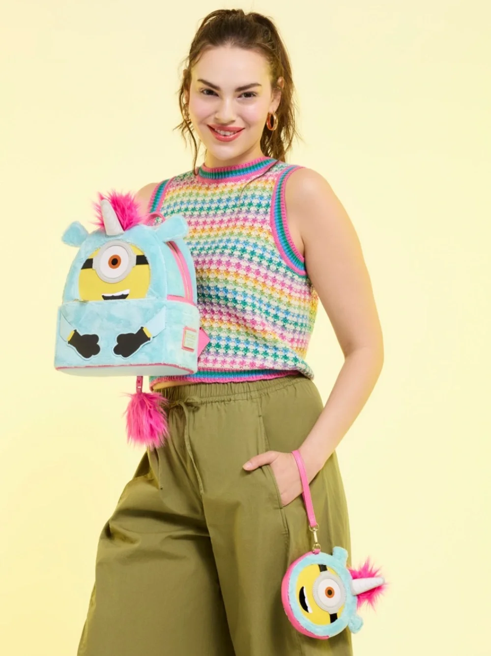 Loungefly Minions Fluffy Unicorn Exclusive Costume Plush Wristlet Wallet
